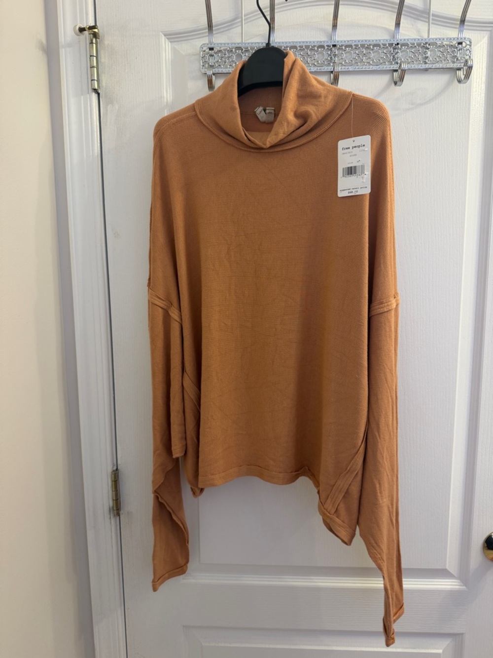Free People Relaxed Cowl Neck Sweater in Rusty Orange